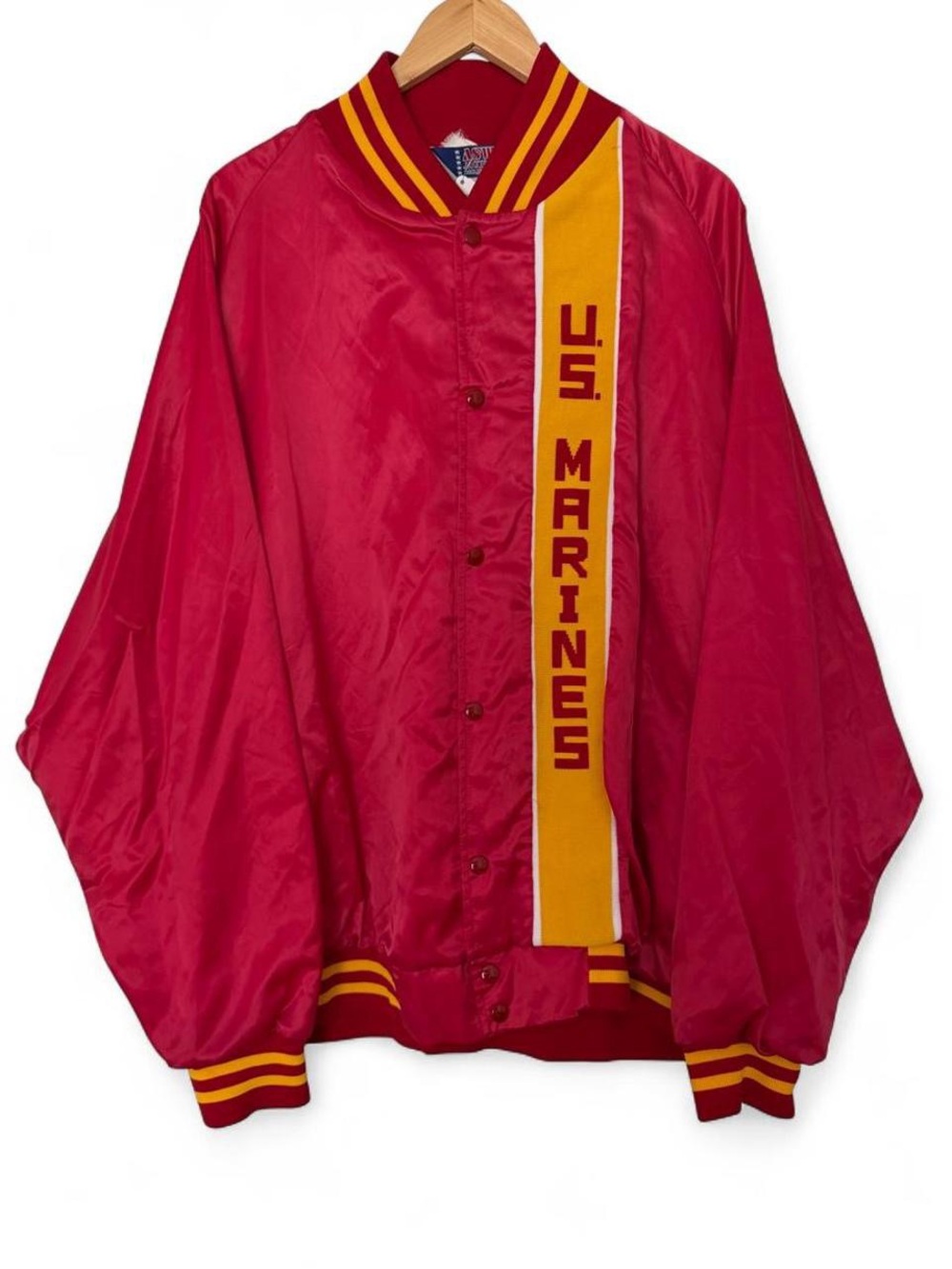 Vintage 80s U.S. Marines red satin bomber jacket size XXL